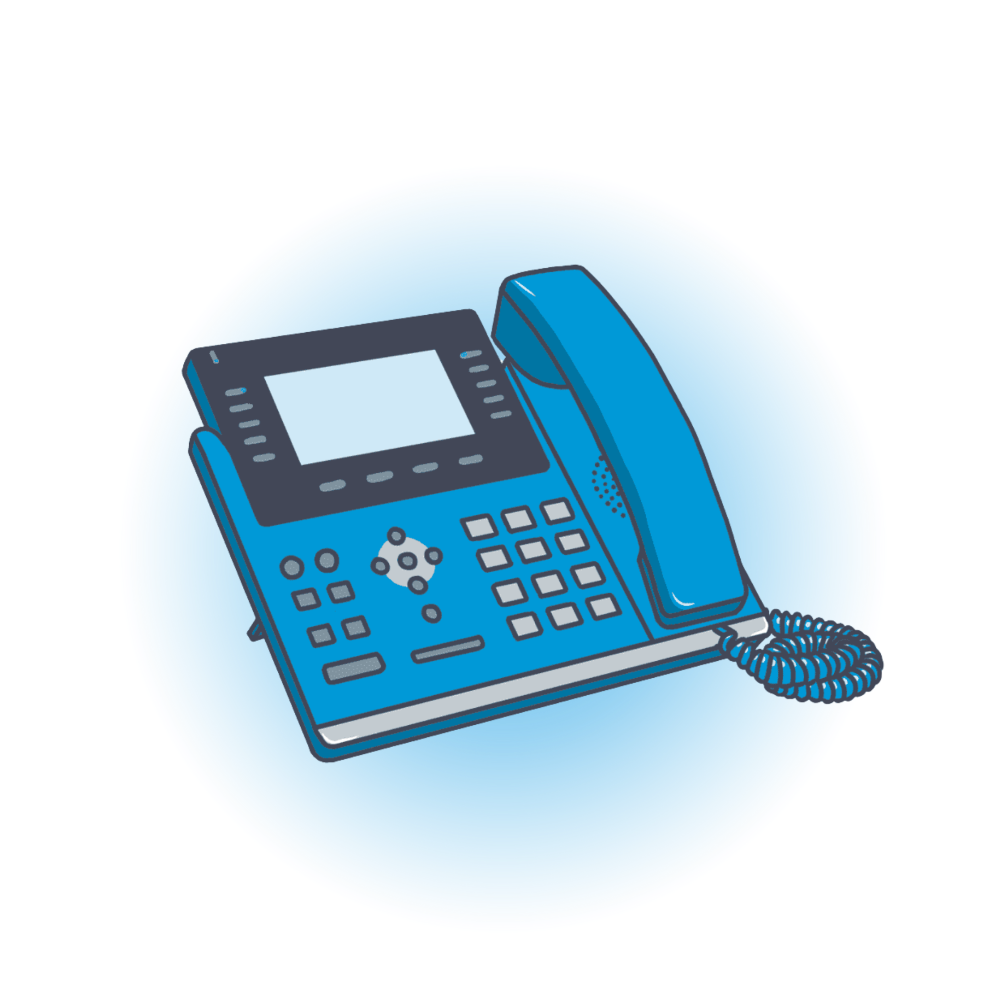 Graphic showing a traditional phone being tossed into the garbage and being upgraded to a Clear Convers Business Phone